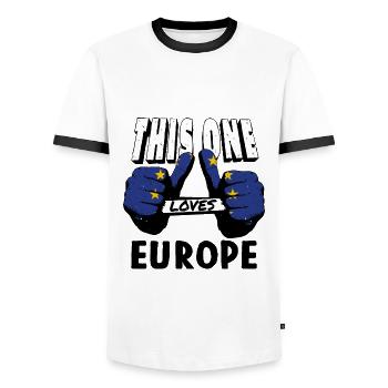 Drapeau Europe UE Euro Drapeau européen - T-shirt contrasté Homme - blanc/noir - Devant - AI Model Female 172 light (172cm) & AI Model Male 178 dark (178cm)