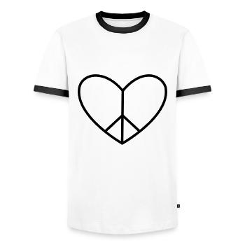 Paix dans le cœur - T-shirt contrasté Homme - blanc/noir - Devant - AI Model Female 172 light (172cm) & AI Model Male 178 dark (178cm)