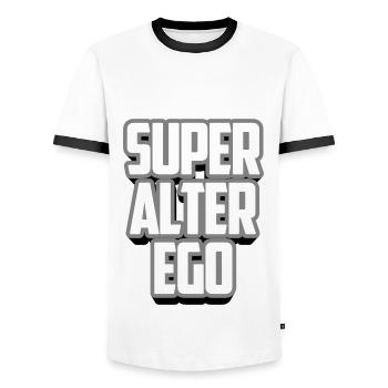 Super alter ego | Les couleurs peuvent être changées - T-shirt contrasté Homme - blanc/noir - Devant - AI Model Female 172 light (172cm) & AI Model Male 178 dark (178cm)