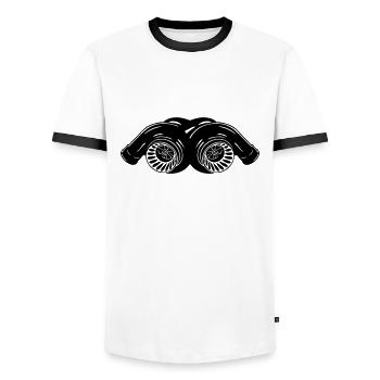 BiTURBO - Männer Kontrast-T-Shirt - Weiß/Schwarz - Vorne - AI Model Female 172 light (172cm) & AI Model Male 178 dark (178cm)