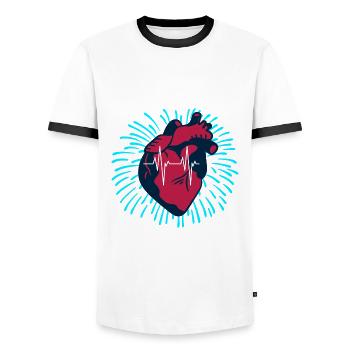 Cœur avec battements de cœur - T-shirt contrasté Homme - blanc/noir - Devant - AI Model Female 172 light (172cm) & AI Model Male 178 dark (178cm)