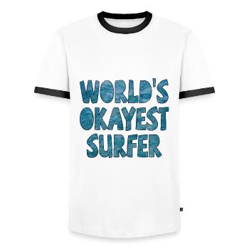 Le surfeur le plus correct du monde - T-shirt contrasté Homme - blanc/noir - Devant - AI Model Female 172 light (172cm) & AI Model Male 178 dark (178cm)