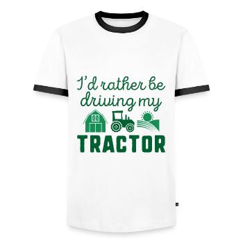 Ich würde lieber meinen Traktor fahren - Männer Kontrast-T-Shirt - Weiß/Schwarz - Vorne - AI Model Female 172 light (172cm) & AI Model Male 178 dark (178cm)