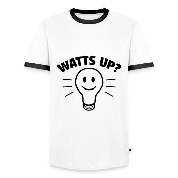 Watts Up - Men's Ringer Shirt - white/black - Front - AI Model Female 172 light (172cm) & AI Model Male 178 dark (178cm)