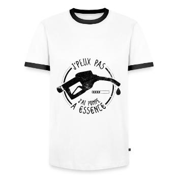Je Peux Pas J'ai Pompe à Essence - Humour pénurie - T-shirt contrasté Homme - blanc/noir - Devant - AI Model Female 172 light (172cm) & AI Model Male 178 dark (178cm)
