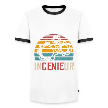 Ingenieur Genie Maschinenbau Student Vintage Retro - Männer Kontrast-T-Shirt - Weiß/Schwarz - Vorne - AI Model Female 172 light (172cm) & AI Model Male 178 dark (178cm)