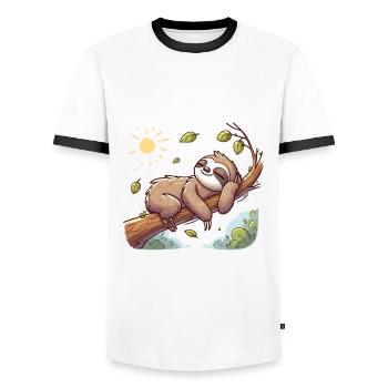 Ich muss gar nichts Faultier - Männer Kontrast-T-Shirt - Weiß/Schwarz - Vorne - AI Model Female 172 light (172cm) & AI Model Male 178 dark (178cm)