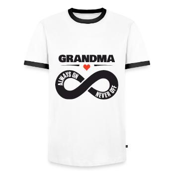 Grand-mère Toujours Sur Jamais Off Granny Love Chemise - T-shirt contrasté Homme - blanc/noir - Devant - AI Model Female 172 light (172cm) & AI Model Male 178 dark (178cm)