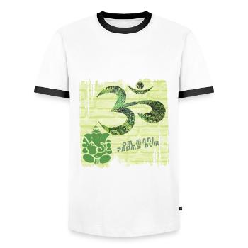 OM with Ganesha E 35 - Men's Ringer Shirt - white/black - Front - AI Model Female 172 light (172cm) & AI Model Male 178 dark (178cm)