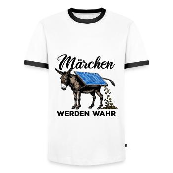 Märchen werden wahr - Goldesel - Photovoltaik - Männer Kontrast-T-Shirt - Weiß/Schwarz - Vorne - AI Model Female 172 light (172cm) & AI Model Male 178 dark (178cm)