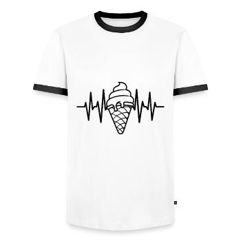 Eiscreme Liebe Eis Herzschlag - Männer Kontrast-T-Shirt - Weiß/Schwarz - Vorne - AI Model Female 172 light (172cm) & AI Model Male 178 dark (178cm)