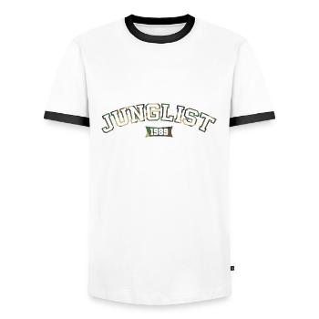 Junglist Camo - Men's Ringer Shirt - white/black - Front - AI Model Female 172 light (172cm) & AI Model Male 178 dark (178cm)