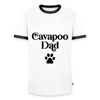 Papa Cavapoo - T-shirt contrasté Homme - blanc/noir - Devant - AI Model Female 172 light (172cm) & AI Model Male 178 dark (178cm)