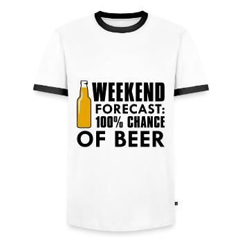 Prévisions du week-end Bière - T-shirt contrasté Homme - blanc/noir - Devant - AI Model Female 172 light (172cm) & AI Model Male 178 dark (178cm)