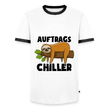 Faultier - Auftrags Chiller - Faulenzen Geschenk - Männer Kontrast-T-Shirt - Weiß/Schwarz - Vorne - AI Model Female 172 light (172cm) & AI Model Male 178 dark (178cm)