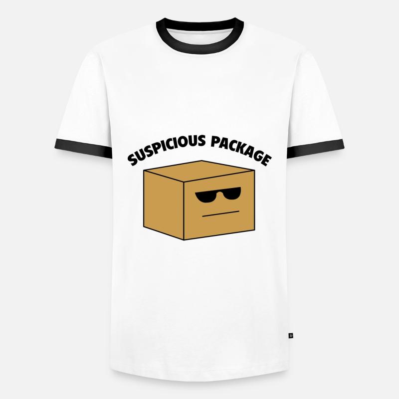 Suspicious Package - Men's Ringer Shirt - white/black