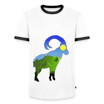 Ombre bouquetin montagnes - T-shirt contrasté Homme - blanc/noir - Devant - AI Model Female 172 light (172cm) & AI Model Male 178 dark (178cm)