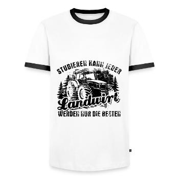 Studieren kann Jeder Landwirt werden die Besten - Männer Kontrast-T-Shirt - Weiß/Schwarz - Vorne - AI Model Female 172 light (172cm) & AI Model Male 178 dark (178cm)