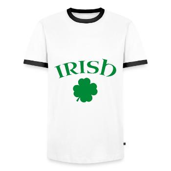 Irish - Men's Ringer Shirt - white/black - Front - AI Model Female 172 light (172cm) & AI Model Male 178 dark (178cm)