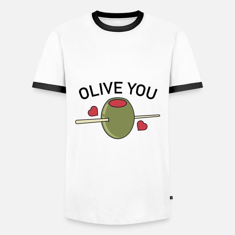 Olive Du - Männer Kontrast-T-Shirt - Weiß/Schwarz