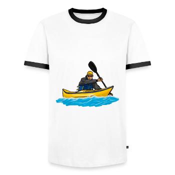 Kayaker - T-shirt contrasté Homme - blanc/noir - Devant - AI Model Female 172 light (172cm) & AI Model Male 178 dark (178cm)