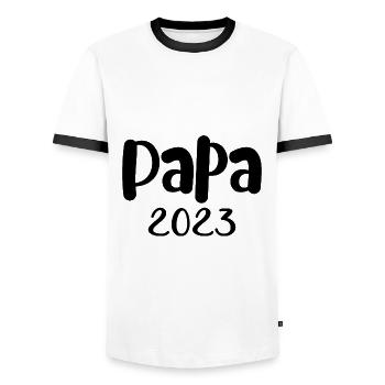 Papa 2023 Dad 2023 Geschenk Papa - Männer Kontrast-T-Shirt - Weiß/Schwarz - Vorne - AI Model Female 172 light (172cm) & AI Model Male 178 dark (178cm)