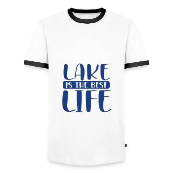Lake is the Best Life Fun at the Lake Lover Gift - Men's Ringer Shirt - white/black - Front - AI Model Female 172 light (172cm) & AI Model Male 178 dark (178cm)