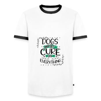 Dog Lover Gifts Dogs are the Cure for Everything - Men's Ringer Shirt - white/black - Front - AI Model Female 172 light (172cm) & AI Model Male 178 dark (178cm)