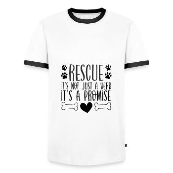 Animal Rescue Gifts Not Just a Verb It's a - Men's Ringer Shirt - white/black - Front - AI Model Female 172 light (172cm) & AI Model Male 178 dark (178cm)