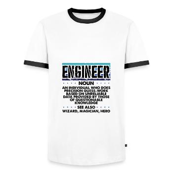 Engineer Gifts Precision Guesswork Wizard - Men's Ringer Shirt - white/black - Front - AI Model Female 172 light (172cm) & AI Model Male 178 dark (178cm)
