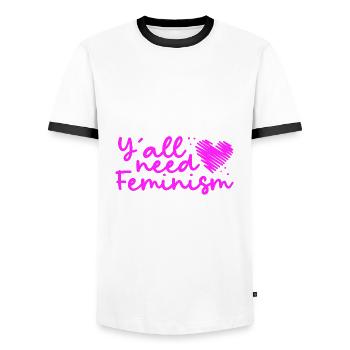 Cadeaux féministes L’égalité des droits des femmes dont vous avez tous besoin - T-shirt contrasté Homme - blanc/noir - Devant - AI Model Female 172 light (172cm) & AI Model Male 178 dark (178cm)