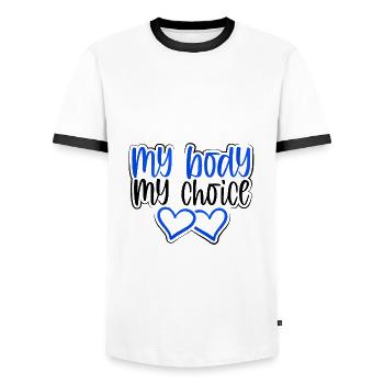 My Body My Choice Pro Choice Frauenrechtsgeschenk - Männer Kontrast-T-Shirt - Weiß/Schwarz - Vorne - AI Model Female 172 light (172cm) & AI Model Male 178 dark (178cm)