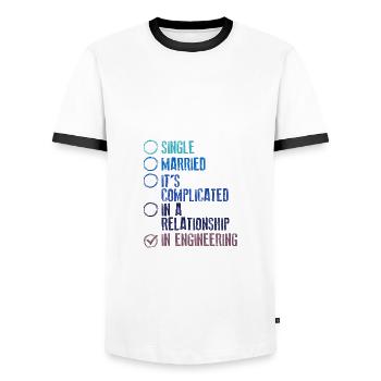 Engineer Gift It's Complicated In Engineering - Men's Ringer Shirt - white/black - Front - AI Model Female 172 light (172cm) & AI Model Male 178 dark (178cm)