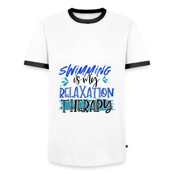 Cadeaux de nageur La natation est ma thérapie de relaxation - T-shirt contrasté Homme - blanc/noir - Devant - AI Model Female 172 light (172cm) & AI Model Male 178 dark (178cm)