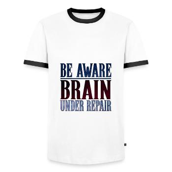 Sensibilisation aux commotions cérébrales Soyez conscient que le cerveau est en réparation - T-shirt contrasté Homme - blanc/noir - Devant - AI Model Female 172 light (172cm) & AI Model Male 178 dark (178cm)