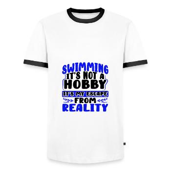 Cadeaux de nageur Natation Pas Hobby Escape de - T-shirt contrasté Homme - blanc/noir - Devant - AI Model Female 172 light (172cm) & AI Model Male 178 dark (178cm)
