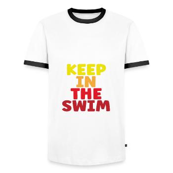 Cadeau de nageur Gardez dans le cadeau de natation de natation - T-shirt contrasté Homme - blanc/noir - Devant - AI Model Female 172 light (172cm) & AI Model Male 178 dark (178cm)