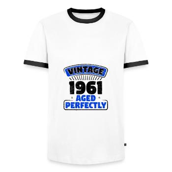 Vintage 1961 Aged Perfectly Geburtstagsgeschenke - Männer Kontrast-T-Shirt - Weiß/Schwarz - Vorne - AI Model Female 172 light (172cm) & AI Model Male 178 dark (178cm)