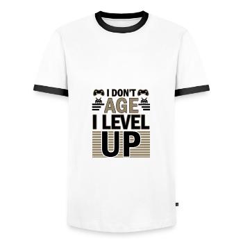 Les cadeaux d’anniversaire des joueurs ne vieillissent pas Jeu de niveau supérieur - T-shirt contrasté Homme - blanc/noir - Devant - AI Model Female 172 light (172cm) & AI Model Male 178 dark (178cm)