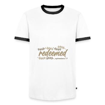 Christianity Redeemed Ephesians 1 7 christian - Men's Ringer Shirt - white/black - Front - AI Model Female 172 light (172cm) & AI Model Male 178 dark (178cm)