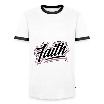 Christianity Gift Faith Inspirational Christian - Men's Ringer Shirt - white/black - Front - AI Model Female 172 light (172cm) & AI Model Male 178 dark (178cm)