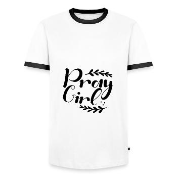 Christianity Pray Girl Inspirational Christian - Men's Ringer Shirt - white/black - Front - AI Model Female 172 light (172cm) & AI Model Male 178 dark (178cm)