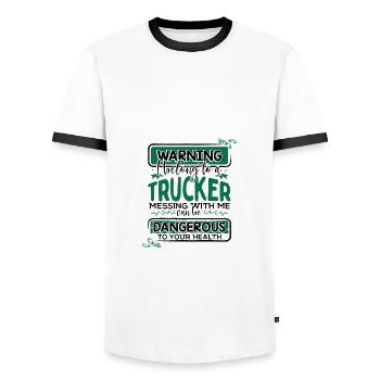 Truckers Frau Geschenke Warnung gehören einem Trucker - Männer Kontrast-T-Shirt - Weiß/Schwarz - Vorne - AI Model Female 172 light (172cm) & AI Model Male 178 dark (178cm)