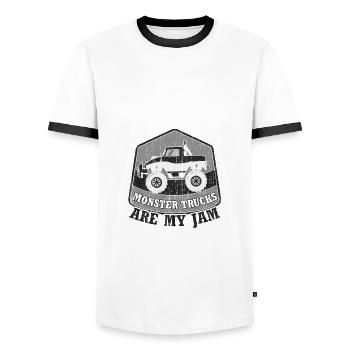 Fun Monster Trucks are My Jam Monster Truck Lover - Men's Ringer Shirt - white/black - Front - AI Model Female 172 light (172cm) & AI Model Male 178 dark (178cm)