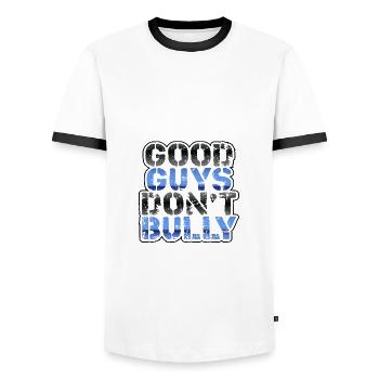 Anti-Mobbing-Geschenke Gute Jungs mobben nicht Anti - Männer Kontrast-T-Shirt - Weiß/Schwarz - Vorne - AI Model Female 172 light (172cm) & AI Model Male 178 dark (178cm)