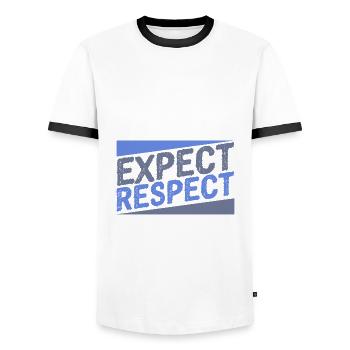 Expect Respect Anti Bullying Gifts Anti - Men's Ringer Shirt - white/black - Front - AI Model Female 172 light (172cm) & AI Model Male 178 dark (178cm)