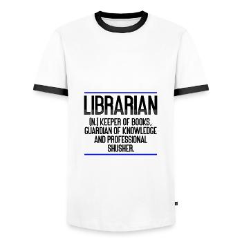 Bibliothécaire Cadeaux Gardien des Livres Gardien de - T-shirt contrasté Homme - blanc/noir - Devant - AI Model Female 172 light (172cm) & AI Model Male 178 dark (178cm)