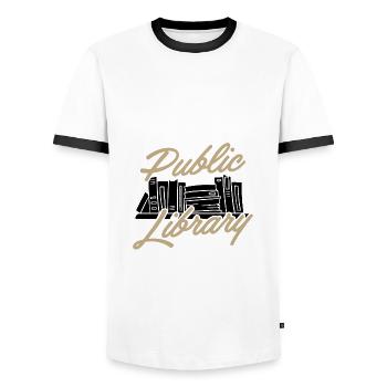 Librarian Gift Public Library Book Lover Gifts - Men's Ringer Shirt - white/black - Front - AI Model Female 172 light (172cm) & AI Model Male 178 dark (178cm)
