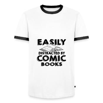 Cadeaux Addict de bandes dessinées facilement distraits par - T-shirt contrasté Homme - blanc/noir - Devant - AI Model Female 172 light (172cm) & AI Model Male 178 dark (178cm)