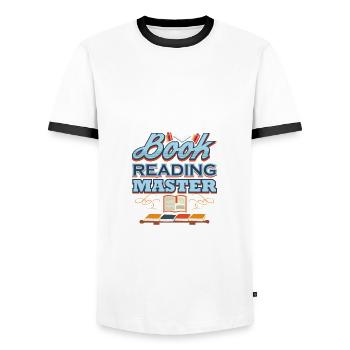 Book Reading Master Librarian Gift Book Lover - Men's Ringer Shirt - white/black - Front - AI Model Female 172 light (172cm) & AI Model Male 178 dark (178cm)